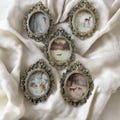 Set of mini vintage winter frames, Christmas decorations & hanging ornaments, gift idea, home decor, Victorian forest animals, snow product logo
