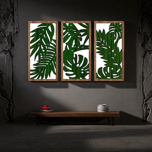 Trending Leaves Wall Art Home Decor, Aesthetic Wall Art Wooden Living Room Bedroom, Stylish Wood Wall Art Perfect For Home 3 Pieces