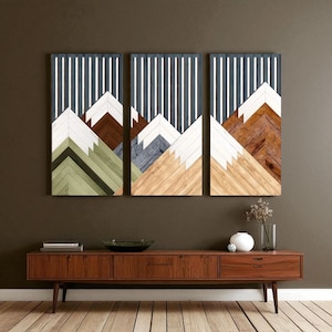 Stylish Wooden Mountain Wall Art, Aesthetic Home Decor Living Room, Bedroom Hanging Wall Art, Minimalist Trending Wall Decor For Home