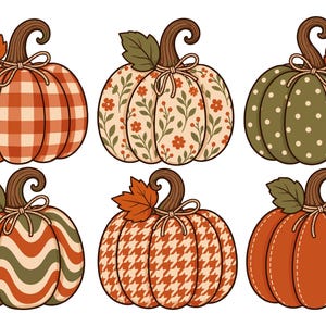 Pacchetto di clipart di zucche autunnali, disegni autunnali in formato PNG e SVG.