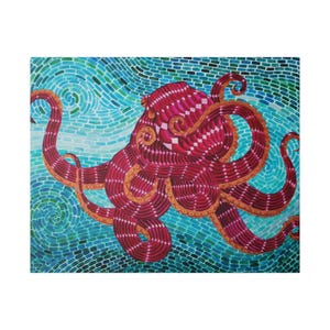 Colorful Octopus Canvas Art, Nautical Home Decor, Ocean Theme Wall Hanging, Underwater Art, Unique Gift Idea