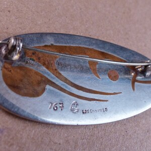 Vintage Taxco Los Castillo Sterling and Copper Fish Brooch image 5