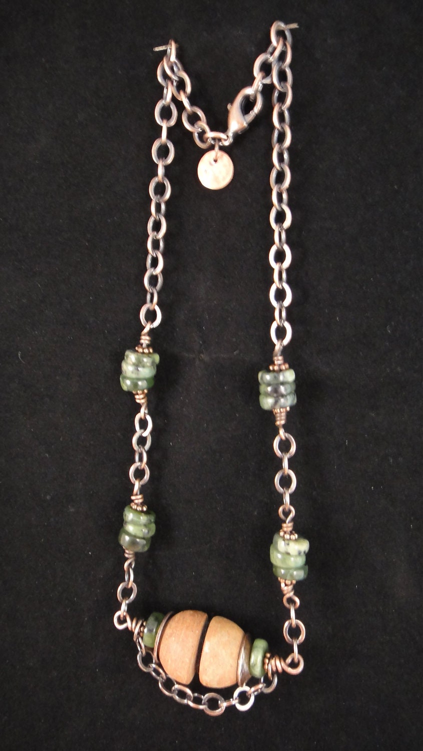 Green Agate Oxidized Copper Necklace With Pre-columbian | Etsy