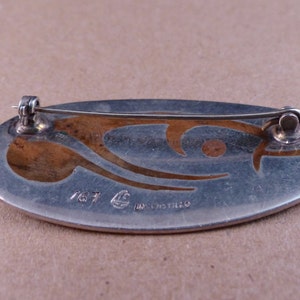 Vintage Taxco Los Castillo Sterling and Copper Fish Brooch image 2