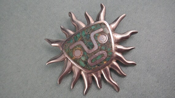 Vintage Sterling Miguel Melendez Stone Sun Face P… - image 4