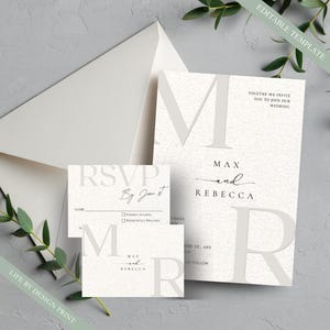 Printable Wedding Invitation Template & RSVP | Minimalist Canva Invite | Editable Neutral Wedding Suite | Instant Download