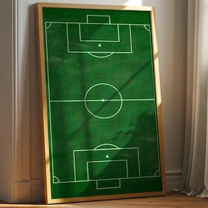 Minimalist Soccer Pitch Green Print – Modern Football Field Wall Poster for Sports Inspired Home Decor