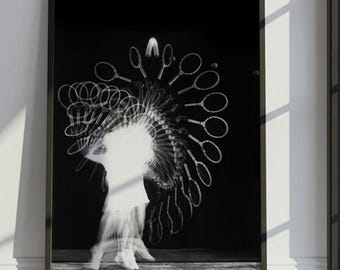 Black and White Tennis Poster | Motion Photography Sport Print | Modern Wall Art | Unique Home Decor Gift for Tennis Lovers