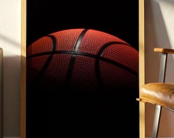 Świecący plakat z motywem koszykówki – nastrojowy, nowoczesny wydruk sportowy do sypialni, biura lub męskiej jaskini, współczesna sztuka ścienna z motywem koszykówki
