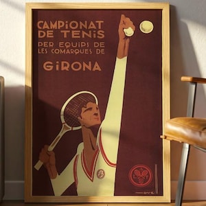 Vintage Tennis Poster | Girona Championship Retro Print | Sports Wall Art | Gift for Tennis Lovers
