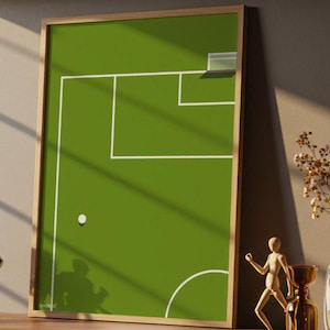 Soccer Field Poster – Minimalist Green Court Print, Modern Football Wall Art for Sport Decor Lovers