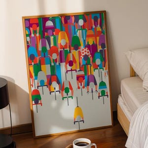 Colorful Cycling Peloton Print – Vibrant Bike Race Poster for Sports Enthusiasts and Bold Wall Art Decor