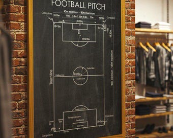 Vintage Chalkboard Fußballplatz Druck - Retro Fußball Taktik Poster für stilvolles Wohnkultur Fußballfeld Giclée Druck