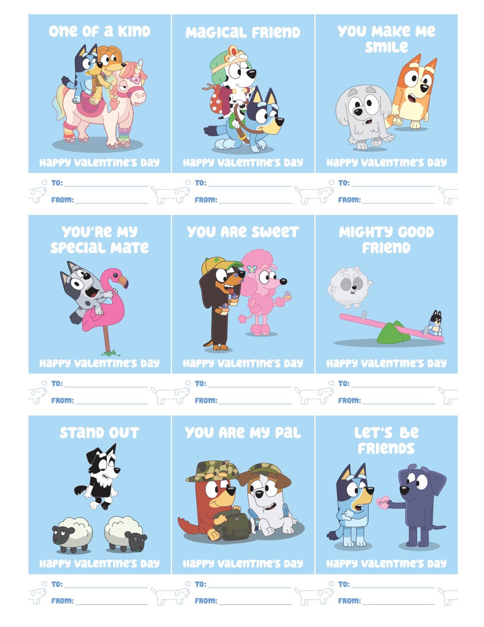 Bluey Valentines Cards Printable Free Printable World Holiday