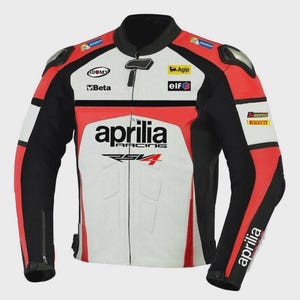 Aprilia Motorcycle Genuine Cowhide Leather jacket, Motorbike Leather jacket, Aprilia Racing Biker Leather jacket, MotoGP Gift for him/her