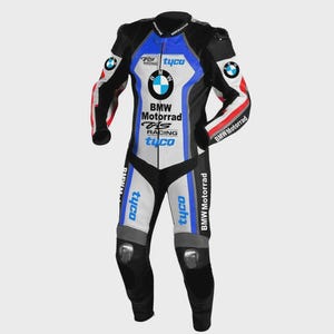 BMW  Racing Riding CE Cowhide Leather Motorcycle Suit, BMW Tyco Track Leathers  motorbike leather racing suit, Biker suit, Gift for Him/Her