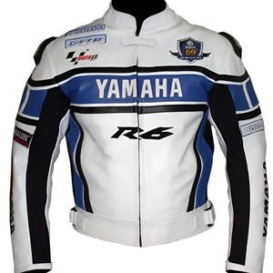 Vintage 90s Yamaha Racing Leather Motorcycle Jacket: CE Armored Cowhide Biker Jacket