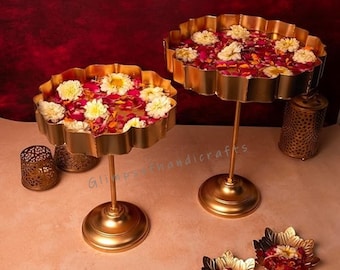 Exclusive Standing Urli Set of 2, Urli Stand for Decoration Floating Candle Stand Urli, Diwali decor Diya Stand for Tabletop Centrepieces.