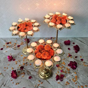Diwali Diya Urli Set with Stand/Urli Set/ Diwali Decor/Elegant Home Decor Accent for Floating Flowers & Candles For Festive Decor Set of 3.