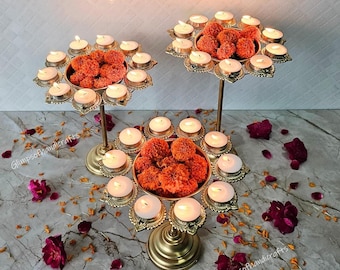 Diwali Diya Urli Set with Stand/Urli Set/ Diwali Decor/Elegant Home Decor Accent for Floating Flowers & Candles For Festive Decor Set of 3.
