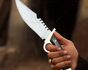 Réplica del cuchillo de The Walking Dead: Bowie inspirado en Daryl Dixon, cuchillo de caza de acero al carbono 1095, accesorio de cosplay de apocalipsis zombi.