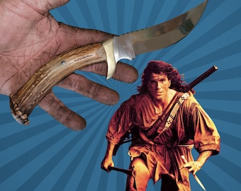 Last of the Mohicans Hawkeye Knife Replica –  Historical Frontier Blade – Handmade High Carbon Steel Bowie – Collectible Movie Prop Knife