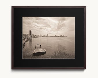 Sepia Photo #13. The Jump. Sépia Ocean Photography Digital Prints, 2 Large Printable Files, Warm Color City Poster, Urban Vintage Wall Art