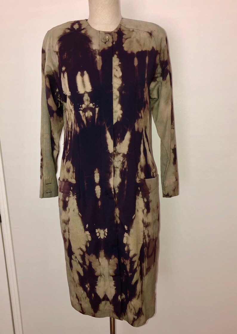 Bleached Tie Dye Nordstrom Point Of View Button Down Shift Dress with Pockets