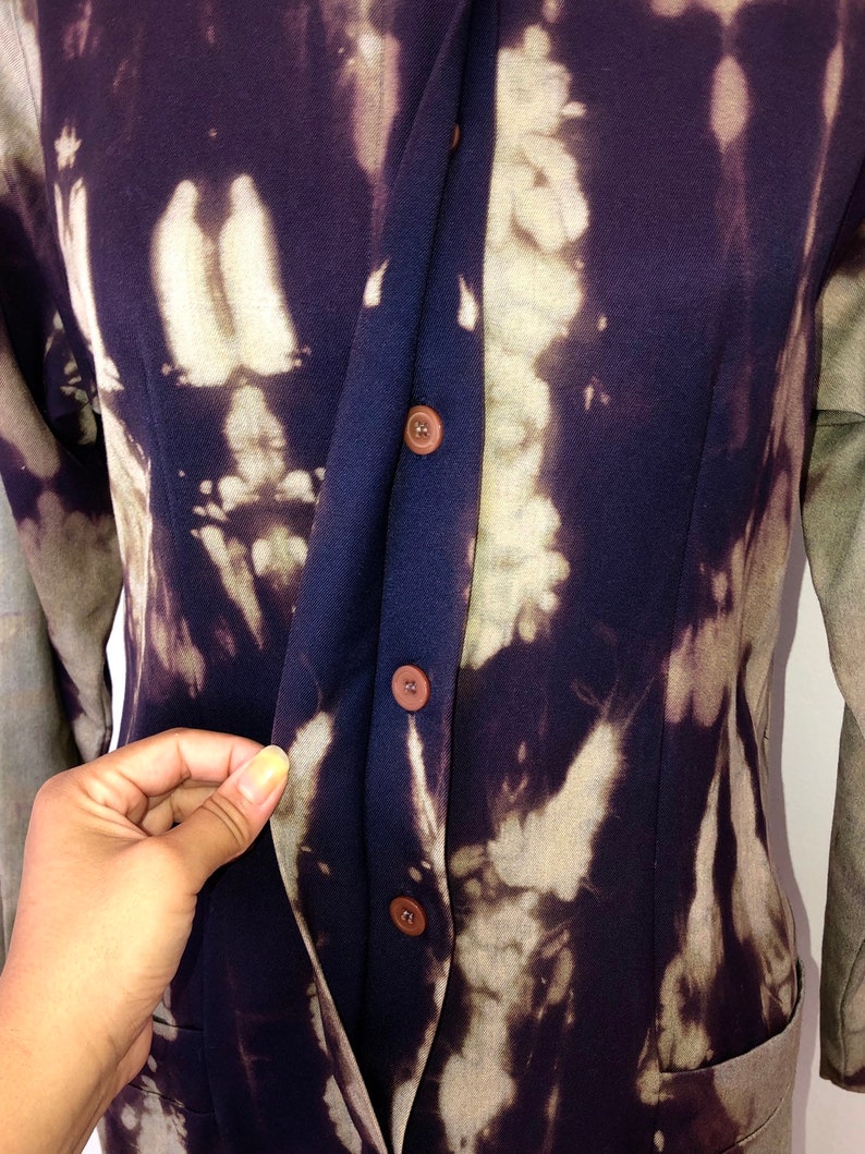 Bleached Tie Dye Nordstrom Point Of View Button Down Shift Dress with Pockets