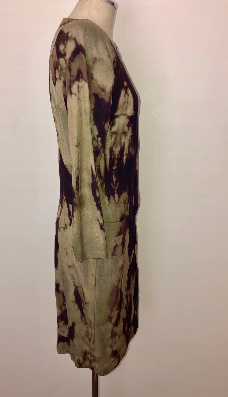 Bleached Tie Dye Nordstrom Point Of View Button Down Shift Dress with Pockets