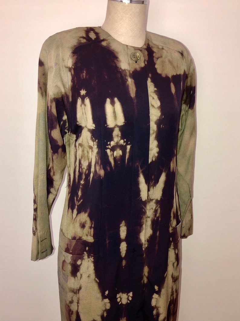 Bleached Tie Dye Nordstrom Point Of View Button Down Shift Dress with Pockets