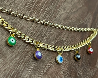 Colorful Evil Eye Protection Nose Chain - Nose to Ear Chain - Energy - Spiritual - Meditate - Boho - Prosperity