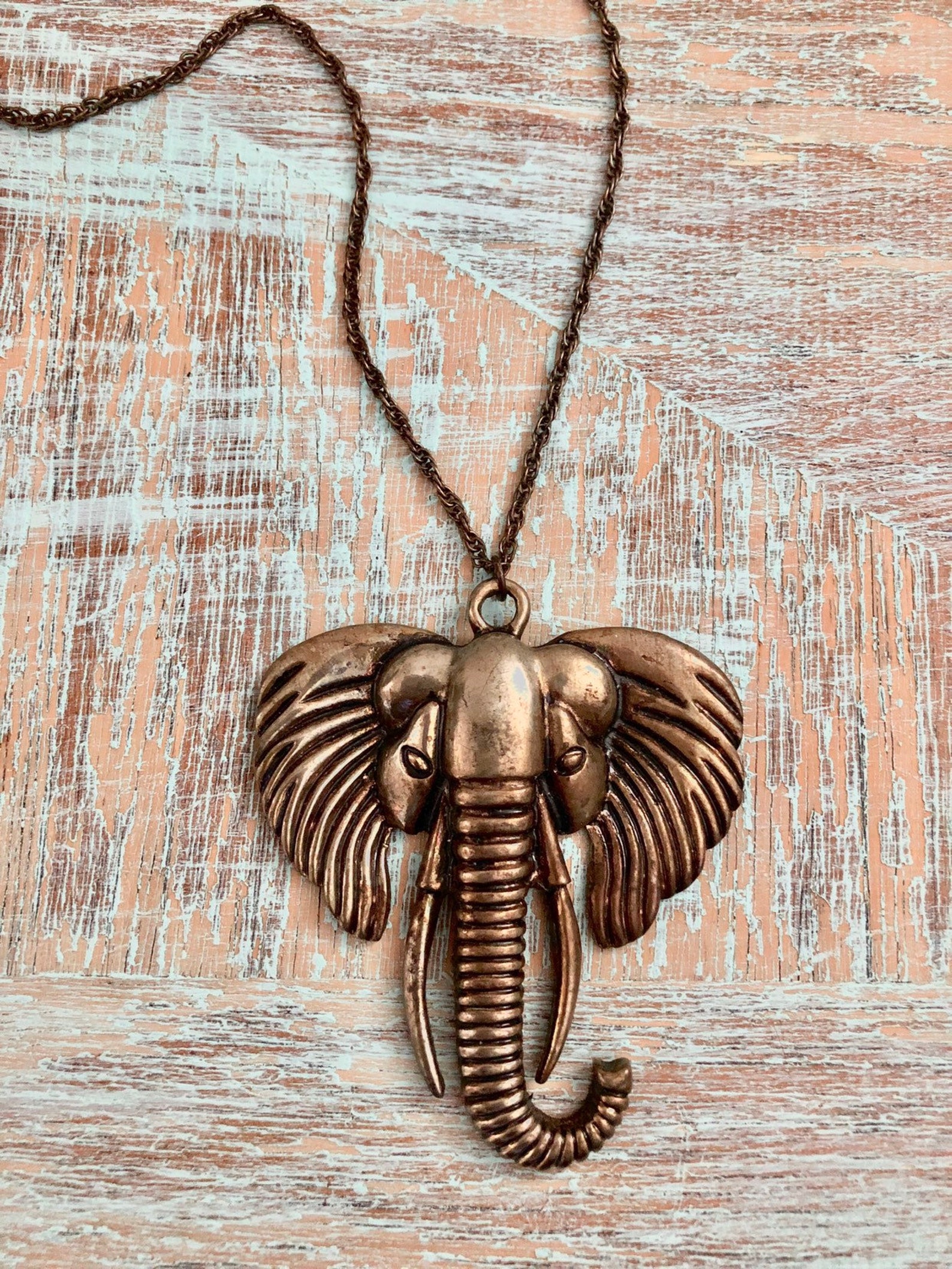 Elephant Head Pendant Necklace Etsy