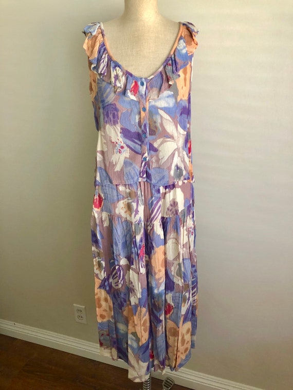 Phool Vintage Floral Print Tropical Sleeveless Tan