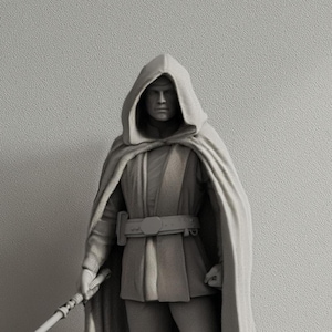 Luke Skywalker with Lightsaber & Grogu STL File for 3D Printing – 1:6 Scale Star Wars Fan Art Statue – Digital Download – Rath Space