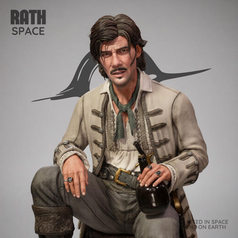 Jack Rackham Black Sails 1/6 Skala STL Fil 3D Utskrift Samlarfigur Resinmodell bild 9
