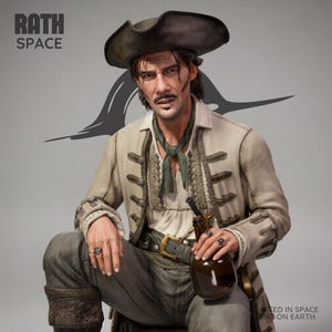 Jack Rackham Black Sails 1/6 Skala STL Fil 3D Utskrift Samlarfigur Resinmodell bild 3