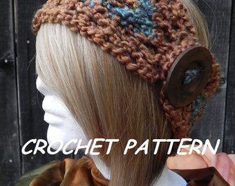 Crochet Pattern Headband Earwarmer Boho Bohemian Hippie Head Gear Head Wrap INSTANT PDF DOWNLOAD file