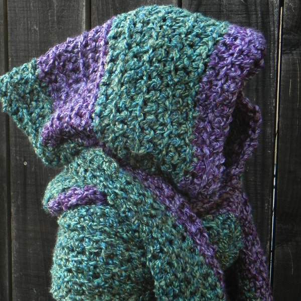 Easy Crochet Pattern, Hooded Scarf, Scoodie Hoodie, crochet hat pattern, DIY Crochet Pattern scarf