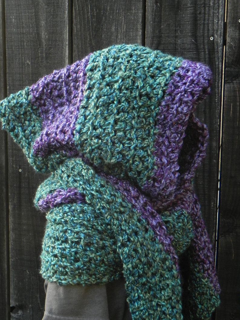 Easy Crochet Pattern, Hooded Scarf, Scoodie Hoodie, crochet hat pattern, DIY Crochet Pattern scarf image 1