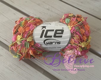 Novelty yarn, ice yarn, Butterfly Orange Pink Yellow Green Yarn Medium 4