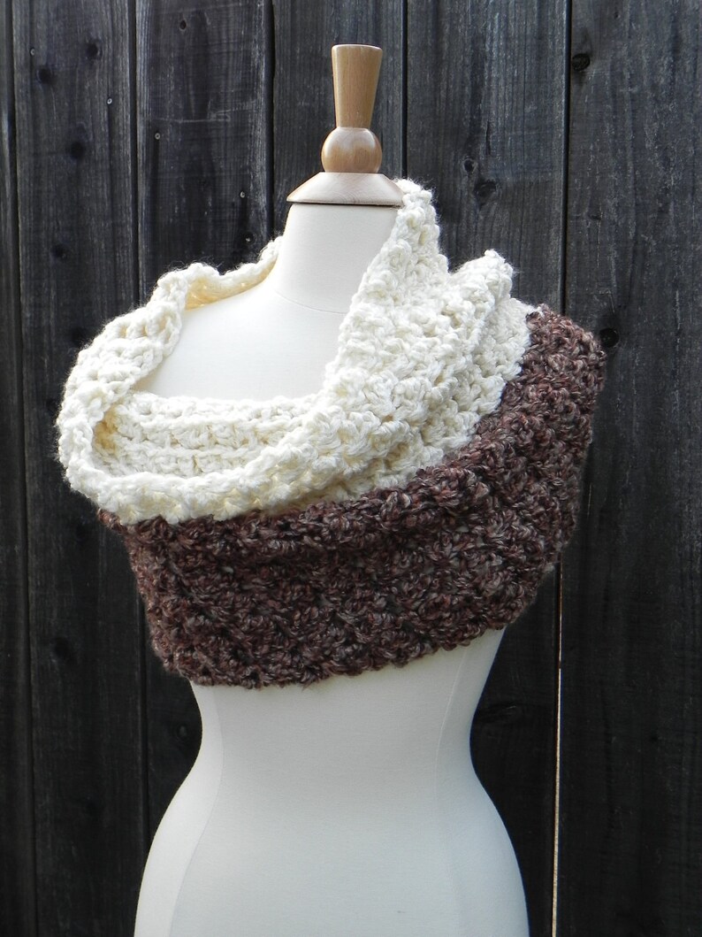 Patrón de crochet fácil, bufanda con cuello grueso, cuello reversible, bufanda DIY, patrones de crochet, patrón de cuello de crochet fácil imagen 4