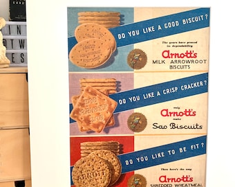 Vintage Arnotts Advertisement | Vintage Biscuit Advert | Retro Arnotts Poster | Retro Art | Wall Art | Wall Decor | Vintage Magazine Advert