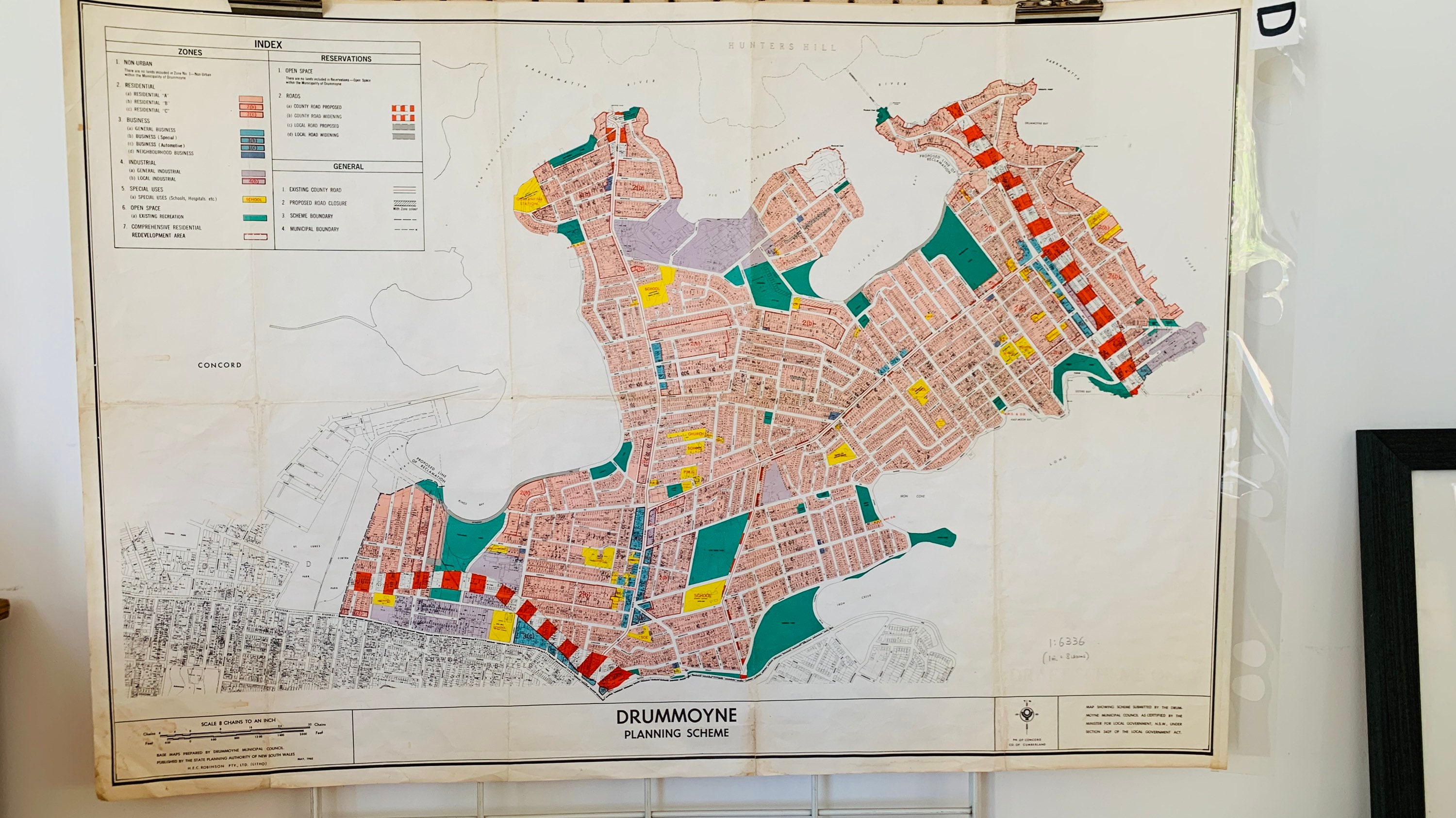 Vintage Drummoyne Map Sydney Map Planning Map Mid Century wall Decor