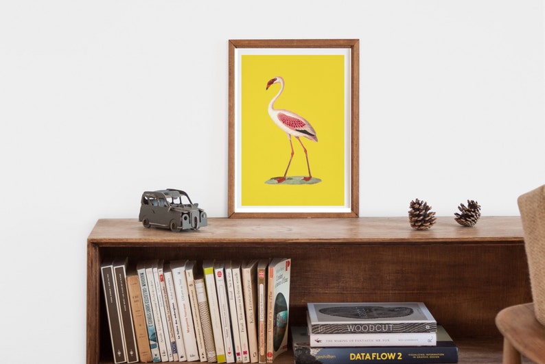 Vintage style flamingo poster Animal poster Vintage poster Vintage Print gift for her gift for child gift for him image 2