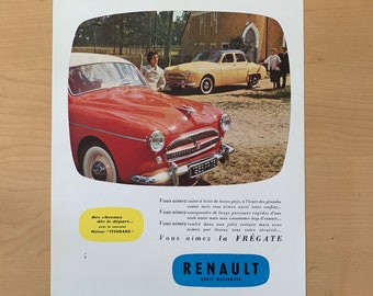 Vintage Car Advertisement | Renault Advert | Vintage Print | Retro Poster | Car Art | Wall Art | Wall Decor | Gift for husband | Car Poster