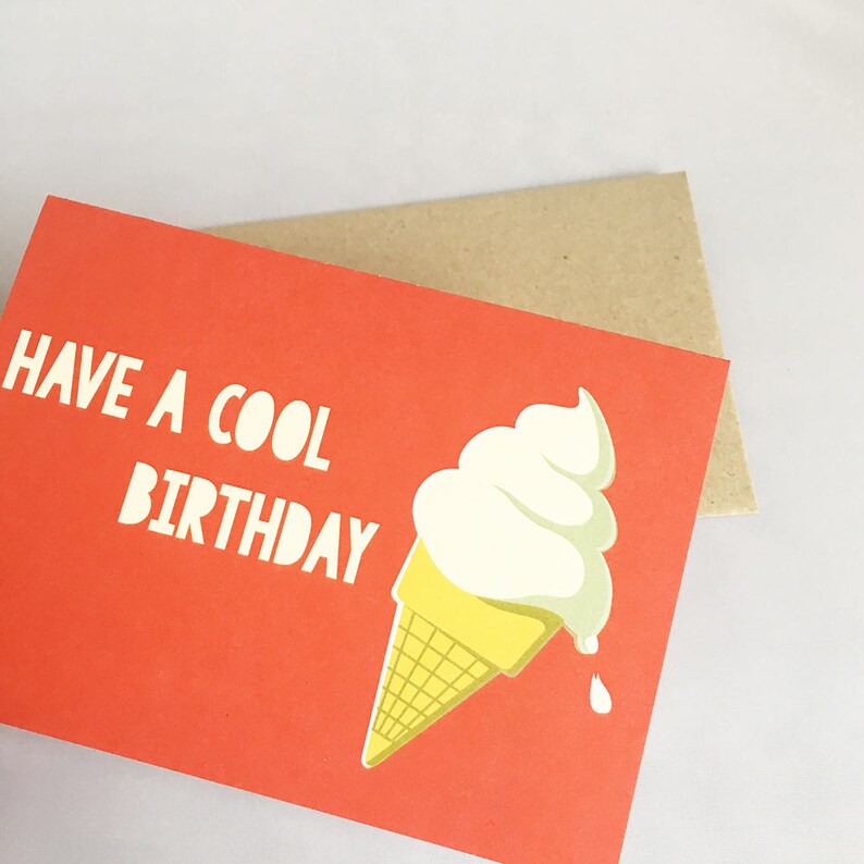 Birthday Card Happy Birthday Card Card for her Card for friend Card for Child Card for him Greeting Card Ice cream Summer image 5