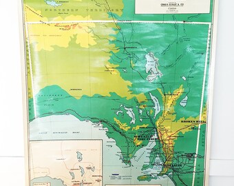 map vintage map school map south australia map adelaide map wall