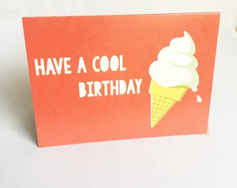 Birthday Card | Happy Birthday Card | Card for her | Card for friend | Card for Child | Card for him | Greeting Card | Ice cream | Summer