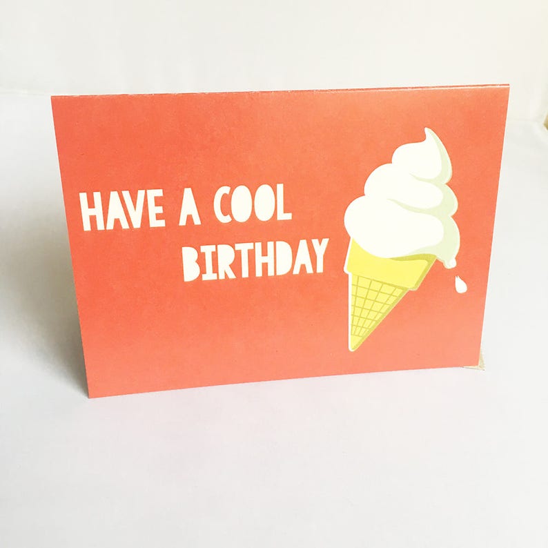 Birthday Card Happy Birthday Card Card for her Card for friend Card for Child Card for him Greeting Card Ice cream Summer image 1